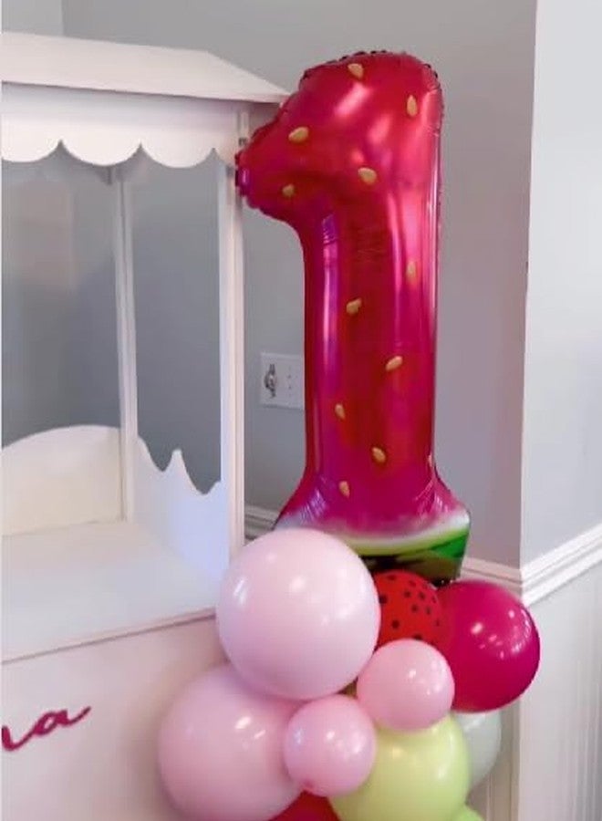 Atpata Funky 40 Inch Number 1 Foil Balloon Watermelon Theme | One in a Melon 1st Birthday Decoration | Watermelon 1 Balloon for Baby Girl Boy First Birthday Party, Cake Smash, Fruit Summer Theme Decor - Image 3